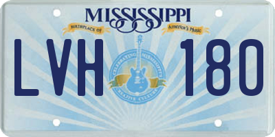 MS license plate LVH180