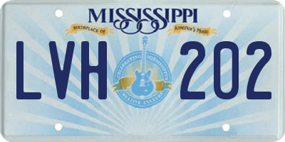 MS license plate LVH202