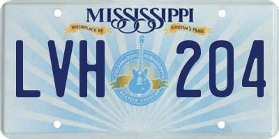 MS license plate LVH204