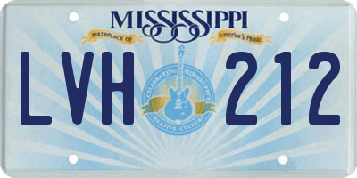 MS license plate LVH212
