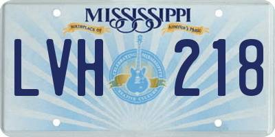 MS license plate LVH218