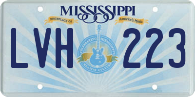 MS license plate LVH223