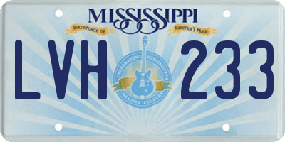 MS license plate LVH233