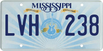 MS license plate LVH238