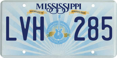 MS license plate LVH285