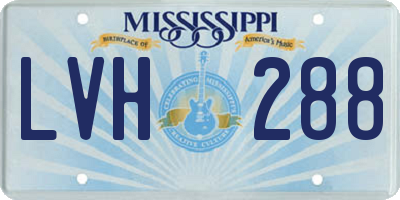 MS license plate LVH288