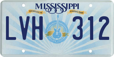 MS license plate LVH312