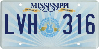 MS license plate LVH316