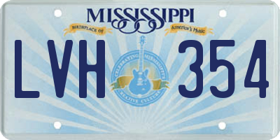 MS license plate LVH354