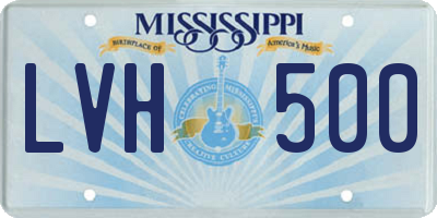 MS license plate LVH500