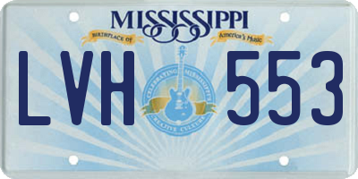 MS license plate LVH553