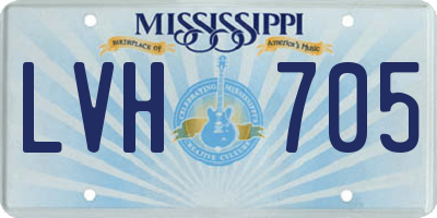 MS license plate LVH705