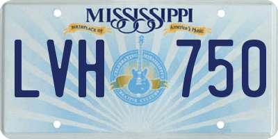 MS license plate LVH750