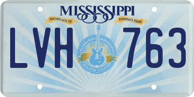 MS license plate LVH763