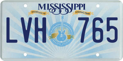 MS license plate LVH765