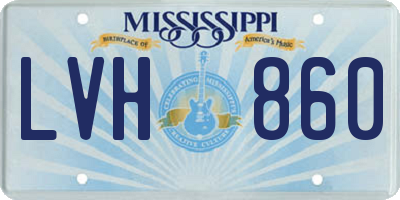 MS license plate LVH860