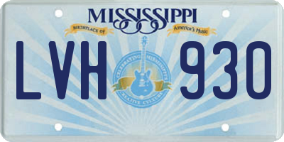 MS license plate LVH930