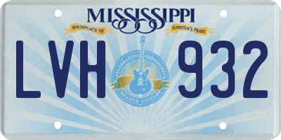 MS license plate LVH932