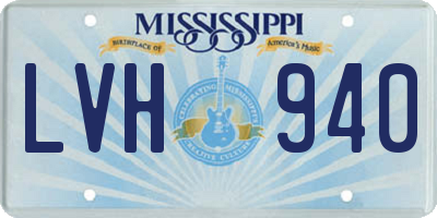 MS license plate LVH940