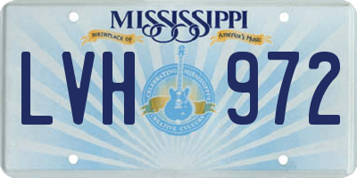 MS license plate LVH972