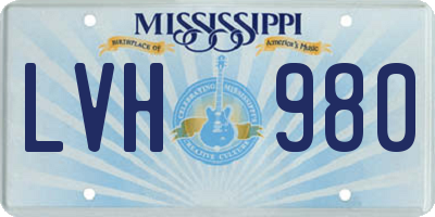 MS license plate LVH980