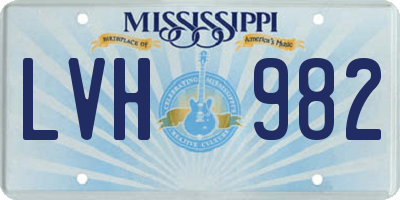 MS license plate LVH982
