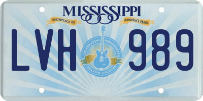 MS license plate LVH989