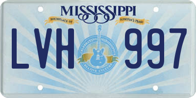 MS license plate LVH997