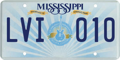 MS license plate LVI010