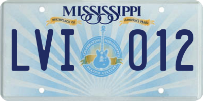 MS license plate LVI012