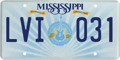 MS license plate LVI031