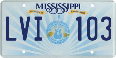 MS license plate LVI103