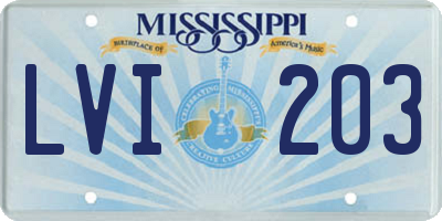 MS license plate LVI203
