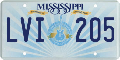 MS license plate LVI205