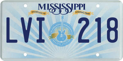 MS license plate LVI218