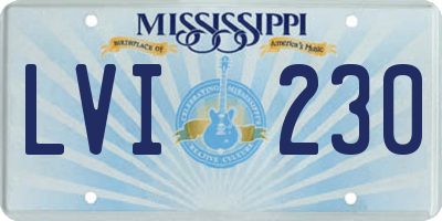 MS license plate LVI230
