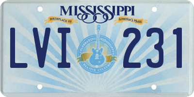 MS license plate LVI231