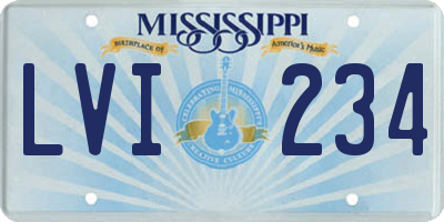 MS license plate LVI234