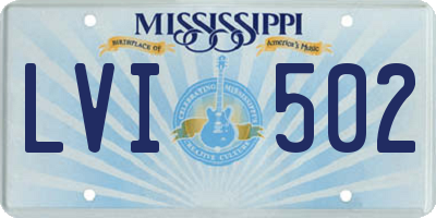 MS license plate LVI502