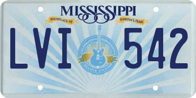 MS license plate LVI542