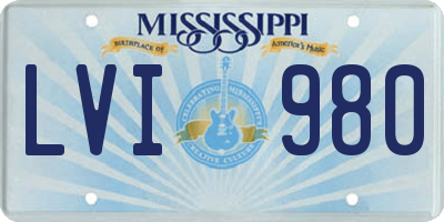 MS license plate LVI980