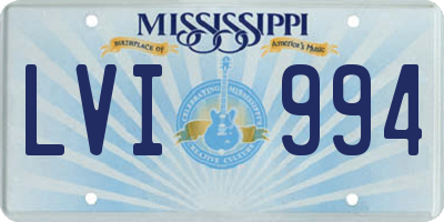 MS license plate LVI994