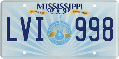 MS license plate LVI998