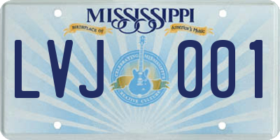 MS license plate LVJ001
