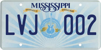 MS license plate LVJ002