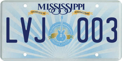 MS license plate LVJ003