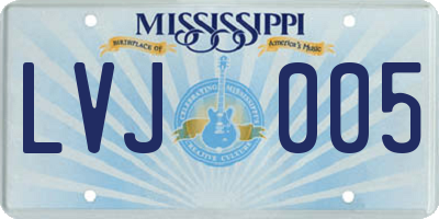 MS license plate LVJ005
