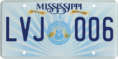 MS license plate LVJ006