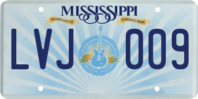 MS license plate LVJ009