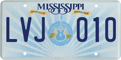 MS license plate LVJ010